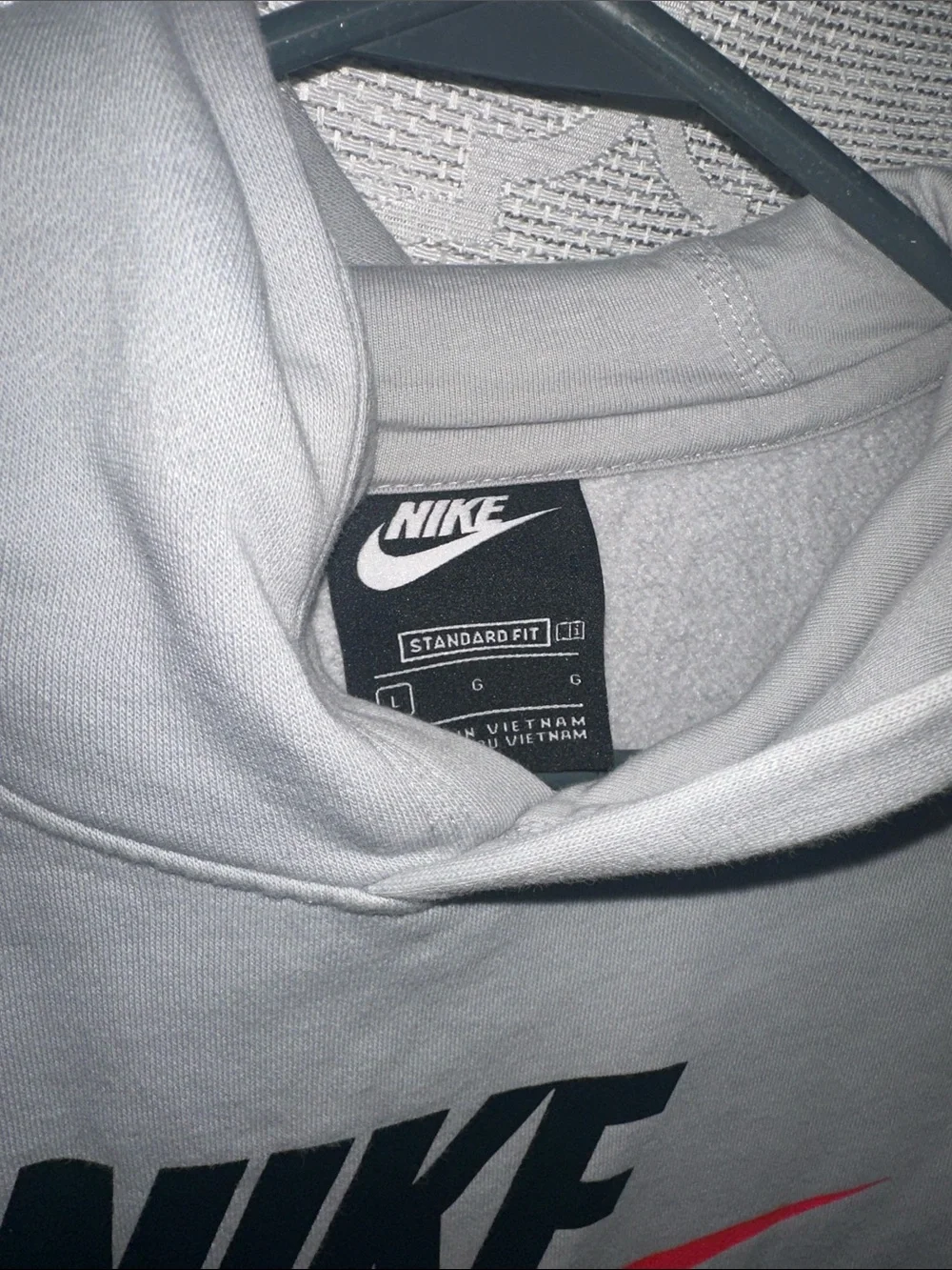 Nike Sportswear Club Fleece Boys Hoodie Size Large L Gray Orange Swoosh Pullover